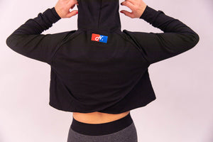 Women Cross Back Cropped Hoodie