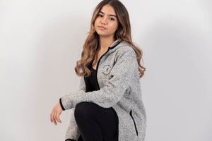 Women Melange knit fleece jacket