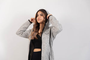 Women Melange knit fleece jacket