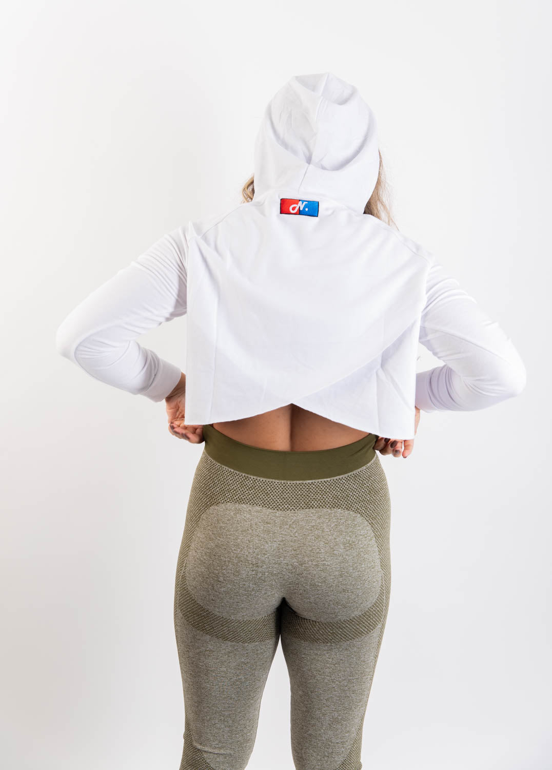 Women Cross Back Cropped Hoodie