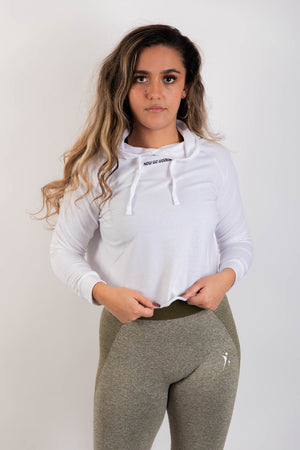 Women Cross Back Cropped Hoodie