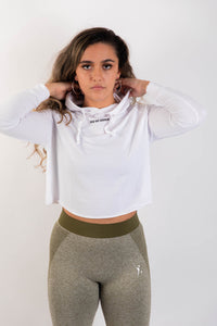 Women Cross Back Cropped Hoodie